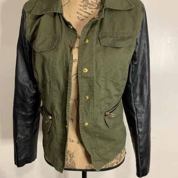 Boy Meets Girl Jackets & Coats Boy Meets Girl Military Army Green Leather Jacket Poshmark